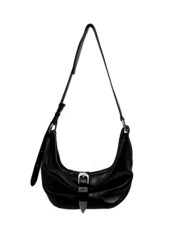 Belted hobo medium black glossy plain