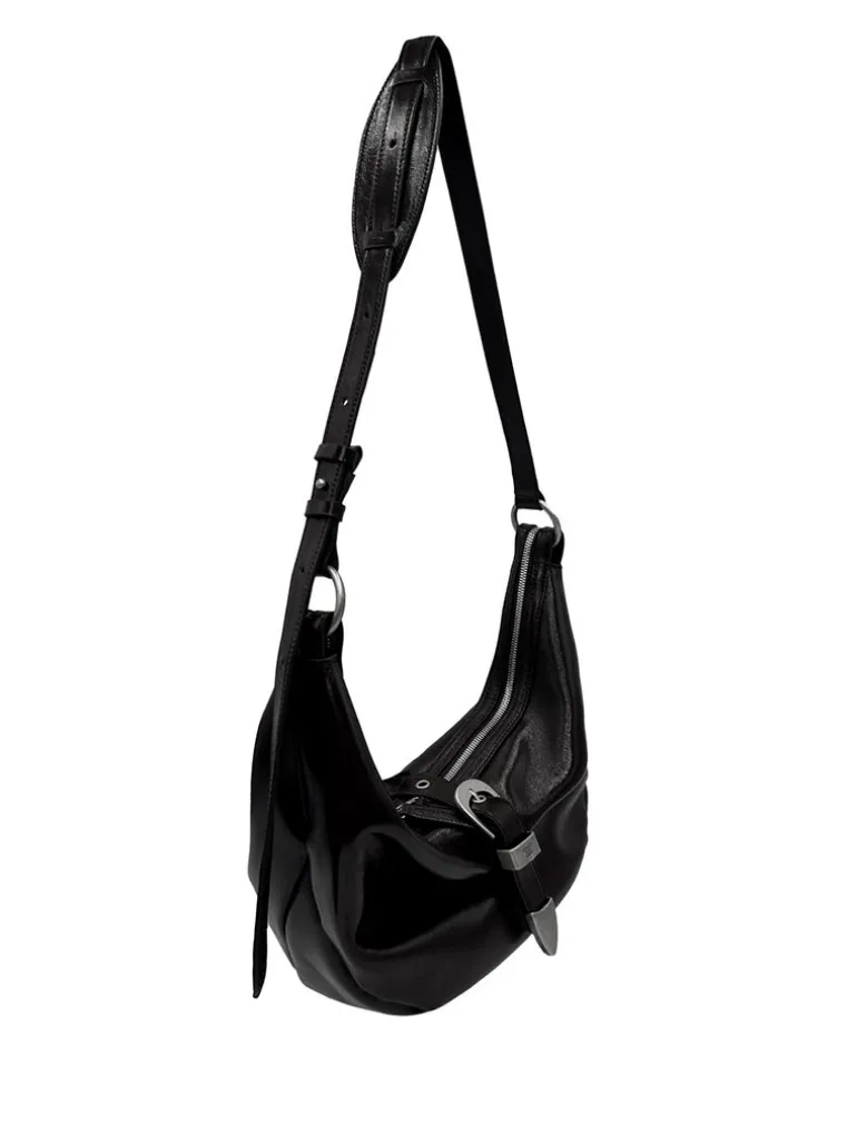Belted hobo medium black glossy plain