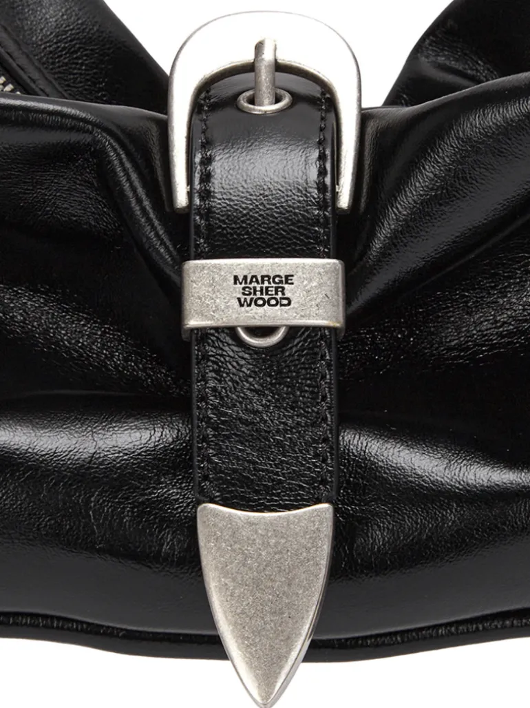 Belted hobo medium black glossy plain