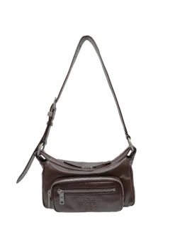 Outpocket Hobo Mini dark brown glossy plain