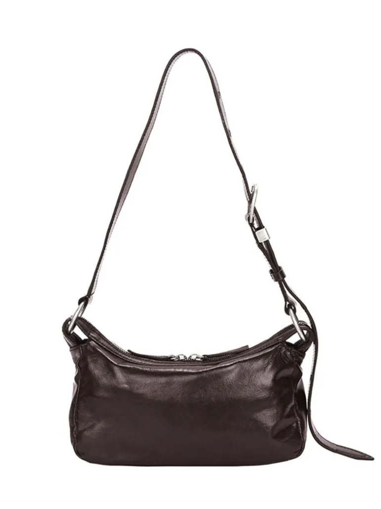 Outpocket Hobo Mini dark brown glossy plain