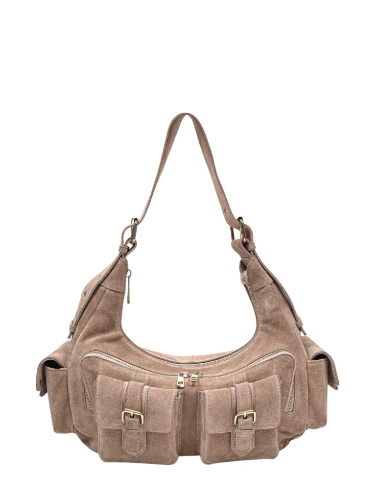 Sally Buckle Suede beige w. gold