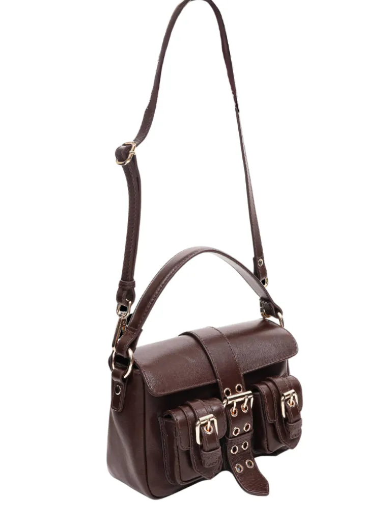 Small Honey Buckle Italian leather dark brown w.gold